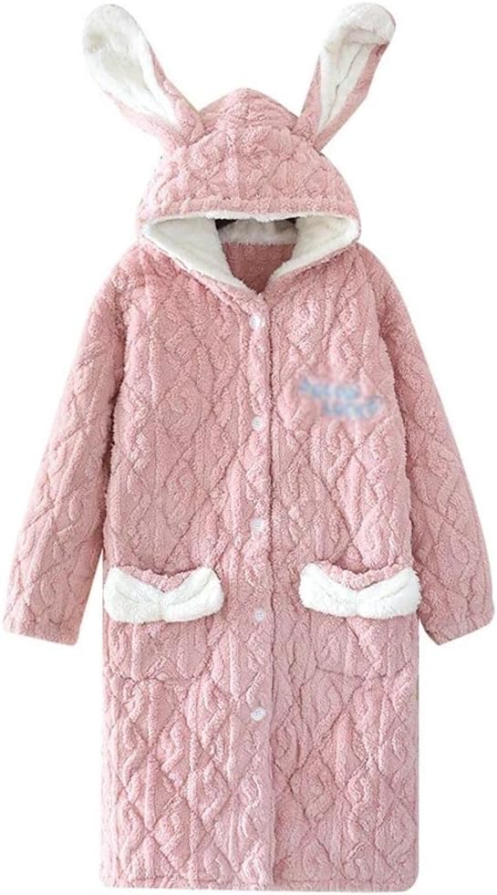 Women's Winter Fleece Thicken Lengthen Bathrobe Robe