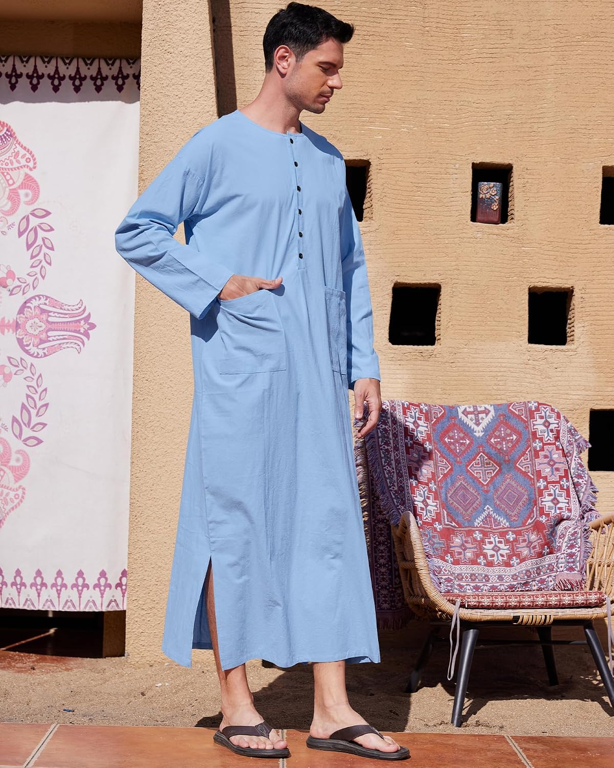 Men's Cotton Linen Kaftan Thobe